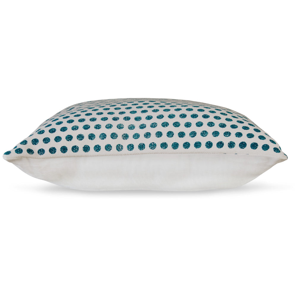 Ashley Mony Square Accent Throw Pillow | 20’’ | Teal Dots over White Cotton BM328268