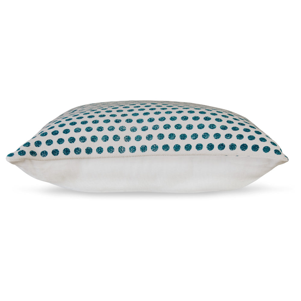 Ashley Mony Square Accent Throw Pillow | 20’’ | Teal Dots over White Cotton BM328268