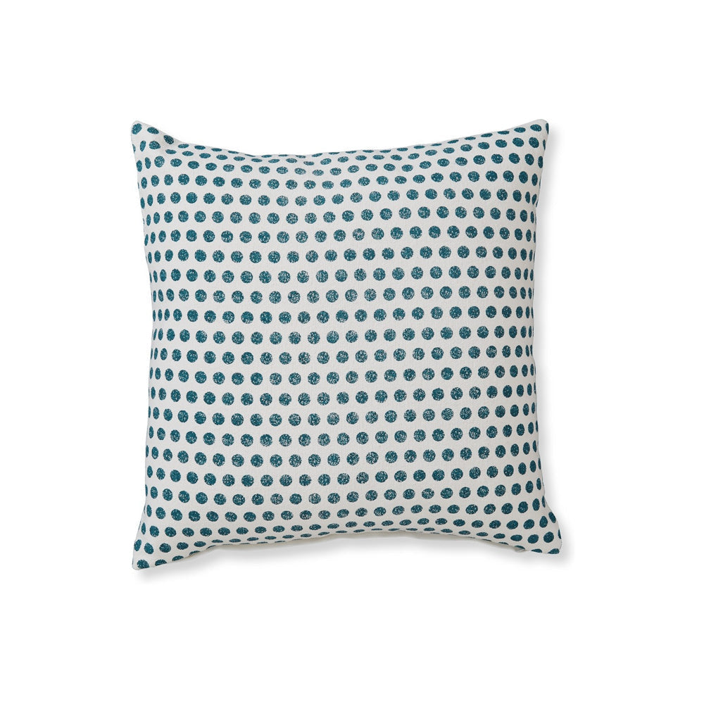 Ashley Mony Square Accent Throw Pillow | 20" | Teal Dots over White Cotton