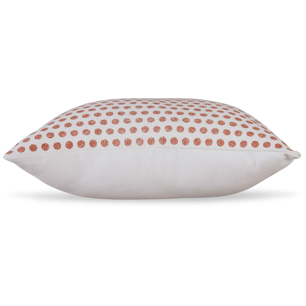 Ashley Mony Square Accent Throw Pillow | 20’’ Orange Dots over White Cotton BM328269