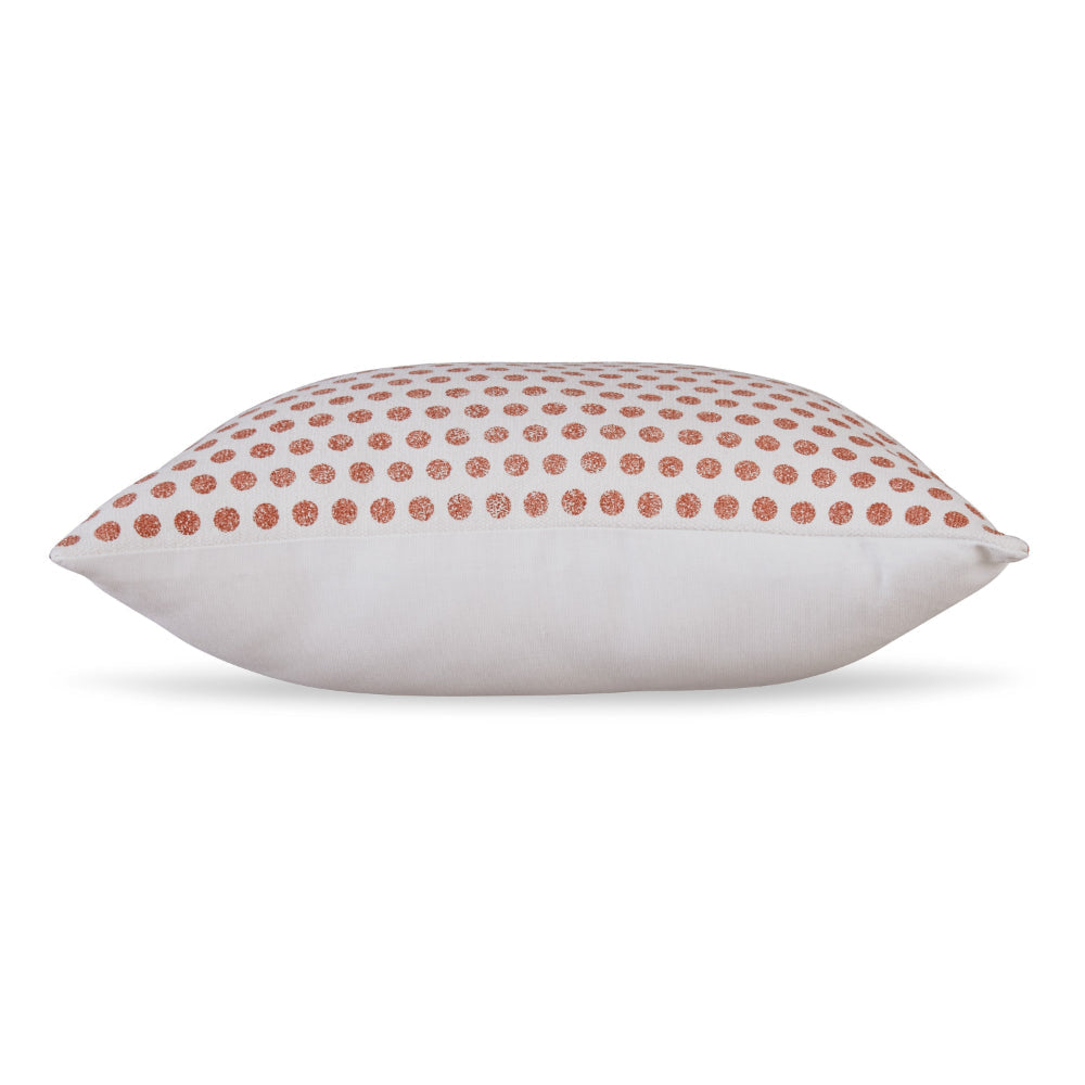 Ashley Mony Square Accent Throw Pillow | 20’’ Orange Dots over White Cotton BM328269