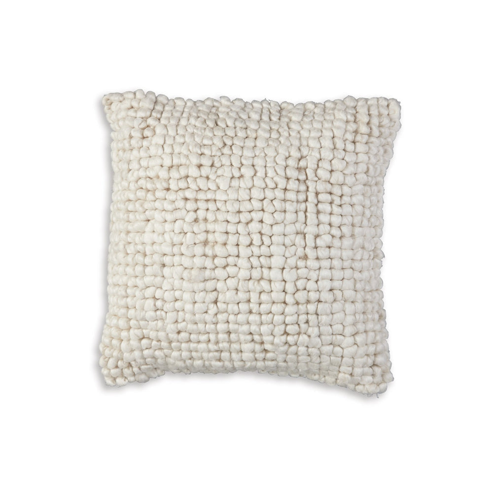Ashley Avy Square Accent Throw Pillow | 20" Plush Looped Ivory White Wool