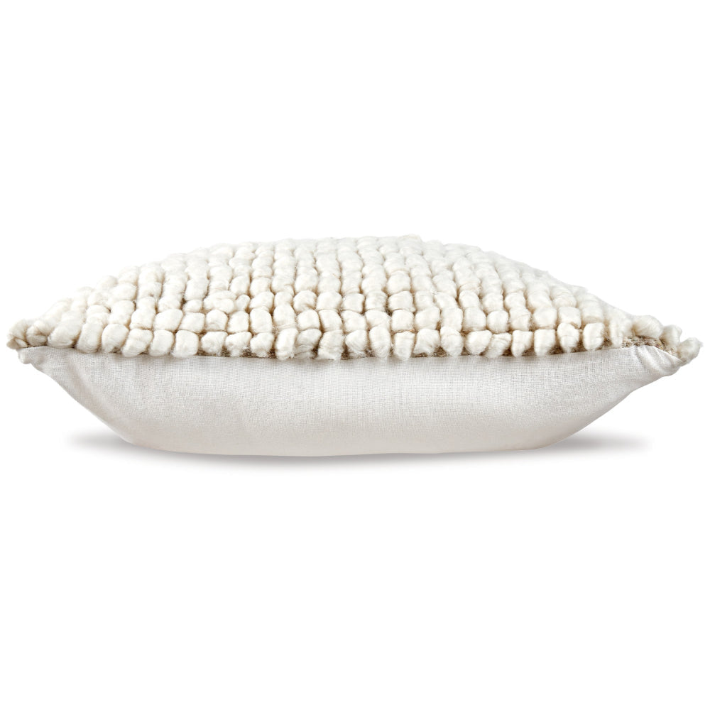 Ashley Avy Square Accent Throw Pillow | 20’’ Plush Looped Ivory White Wool BM328270