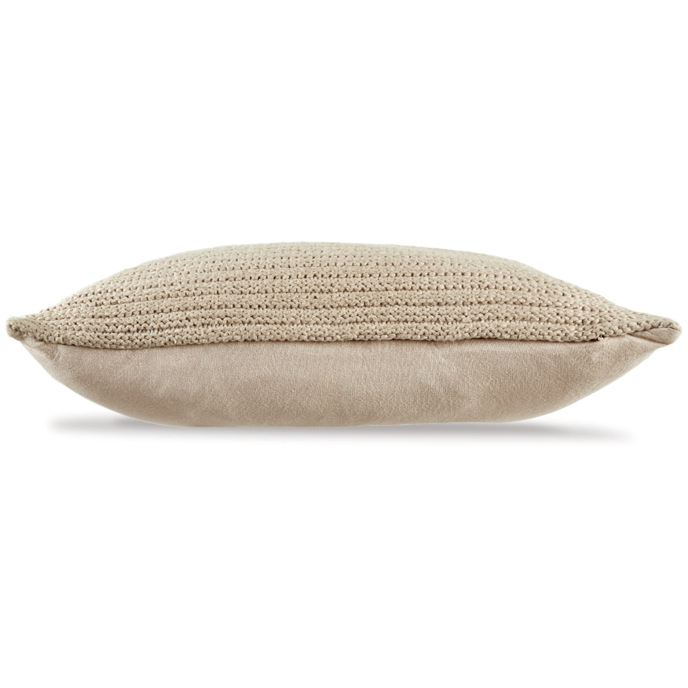 Ashley 14 x 20 Lumbar Accent Throw Pillow | Ribbed Tan Brown Cotton Polyfill BM328271