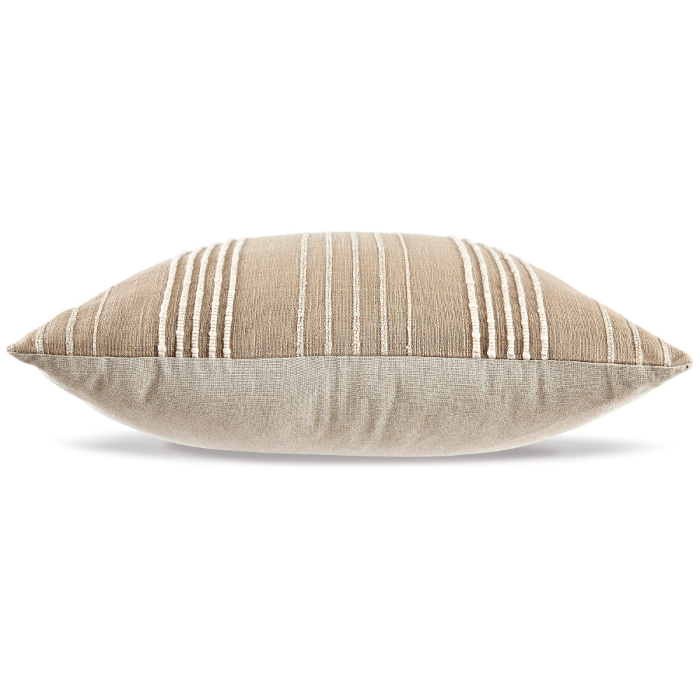 Ashley Square Accent Throw Pillow | 20’’ | Striped Cotton | White | Tan Brown BM328272