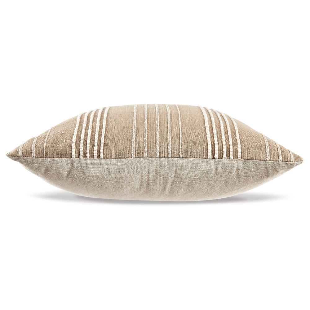 Ashley Square Accent Throw Pillow | 20’’ | Striped Cotton | White | Tan Brown BM328272
