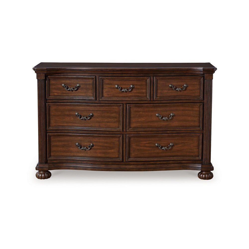 Ashley Laon Wide Dresser | 7 Drawer | 60’’ | Solid Cherry Brown Hardwood BM328273