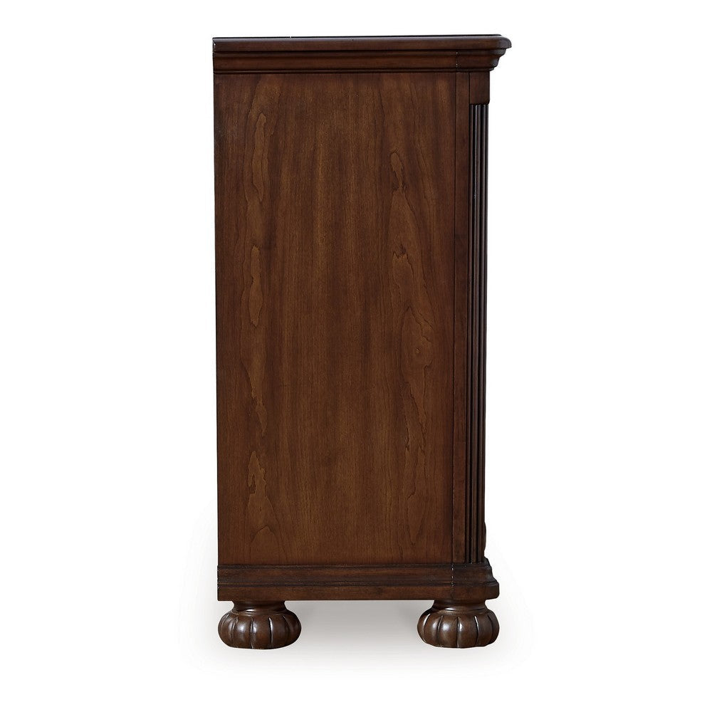Ashley Laon Wide Dresser | 7 Drawer | 60’’ | Solid Cherry Brown Hardwood BM328273