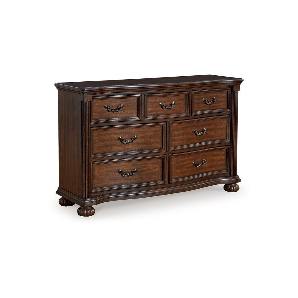 Ashley Laon Wide Dresser | 7 Drawer | 60’’ | Solid Cherry Brown Hardwood BM328273