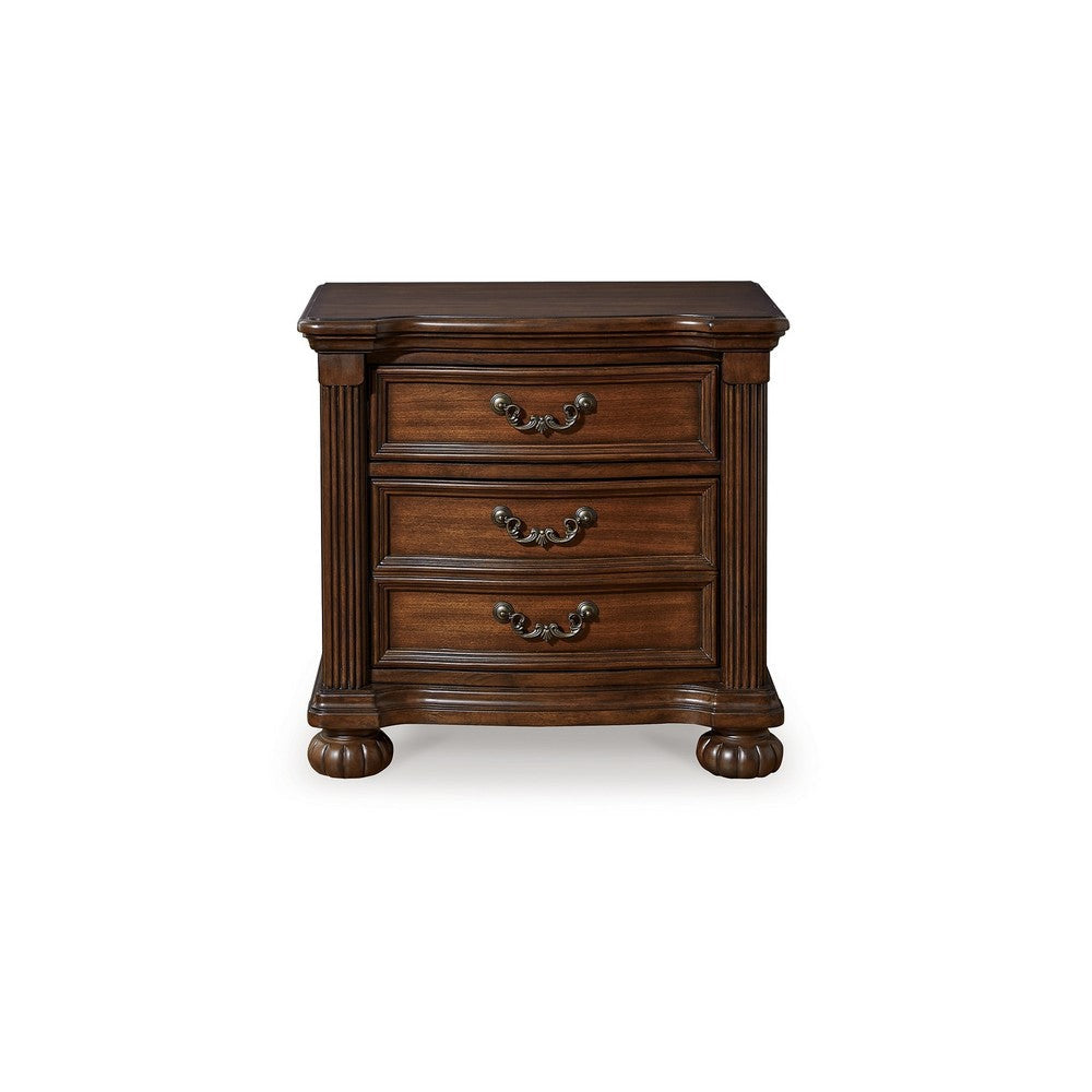 Ashley Laon Nightstand | 3 Drawer | Bronze | 29’’ Cherry Brown Solid Hardwood BM328275