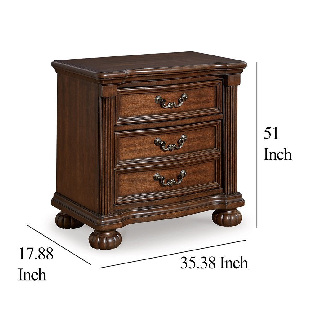 Ashley Laon Nightstand | 3 Drawer | Bronze | 29’’ Cherry Brown Solid Hardwood BM328275