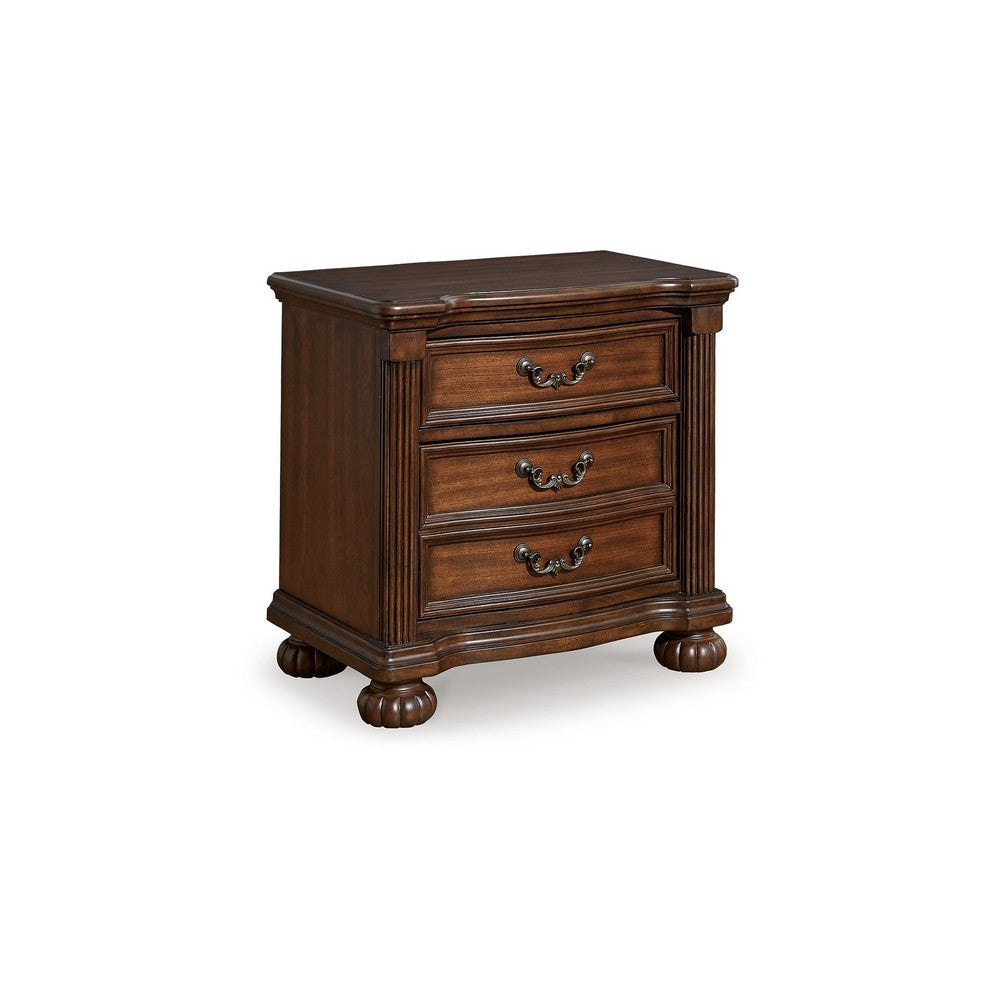 Ashley Laon Nightstand | 3 Drawer | Bronze | 29’’ Cherry Brown Solid Hardwood BM328275