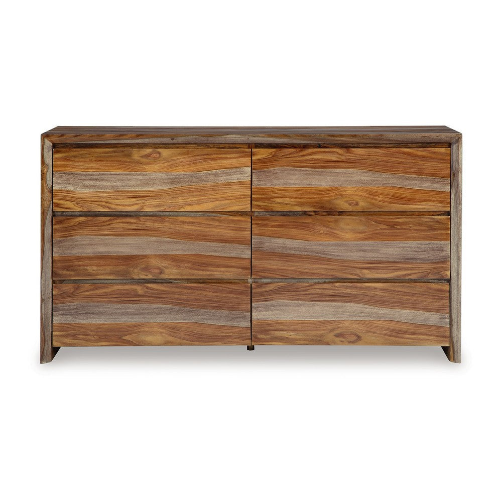 Ashley Donni Wide Dresser | 6 Drawer | Brown Sheesham Wood Finish | 65’’ BM328276