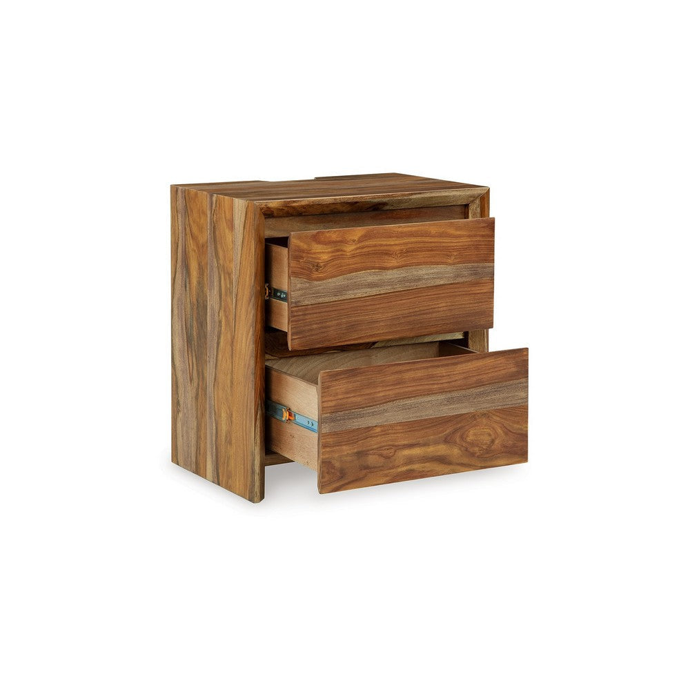 Ashley Donni Nightstand with 2 Drawer | Brown Sheesham Wood Finish | 24’’ BM328278