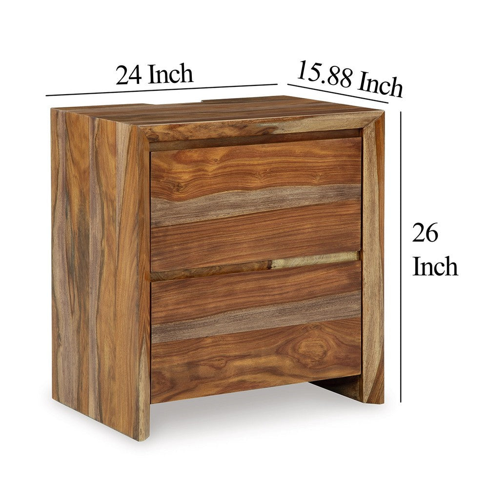 Ashley Donni Nightstand with 2 Drawer | Brown Sheesham Wood Finish | 24’’ BM328278