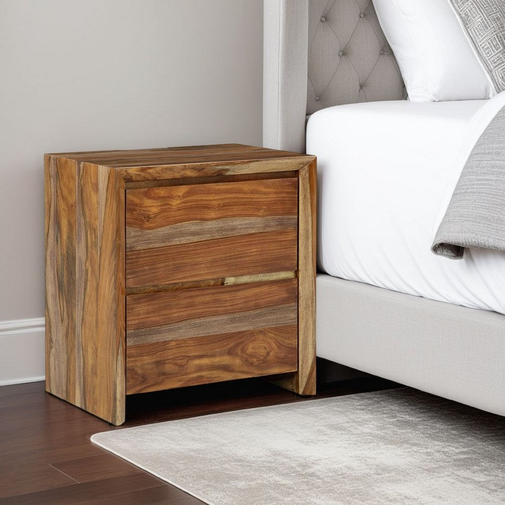 Ashley Donni Nightstand with 2 Drawer | Brown Sheesham Wood Finish | 24"