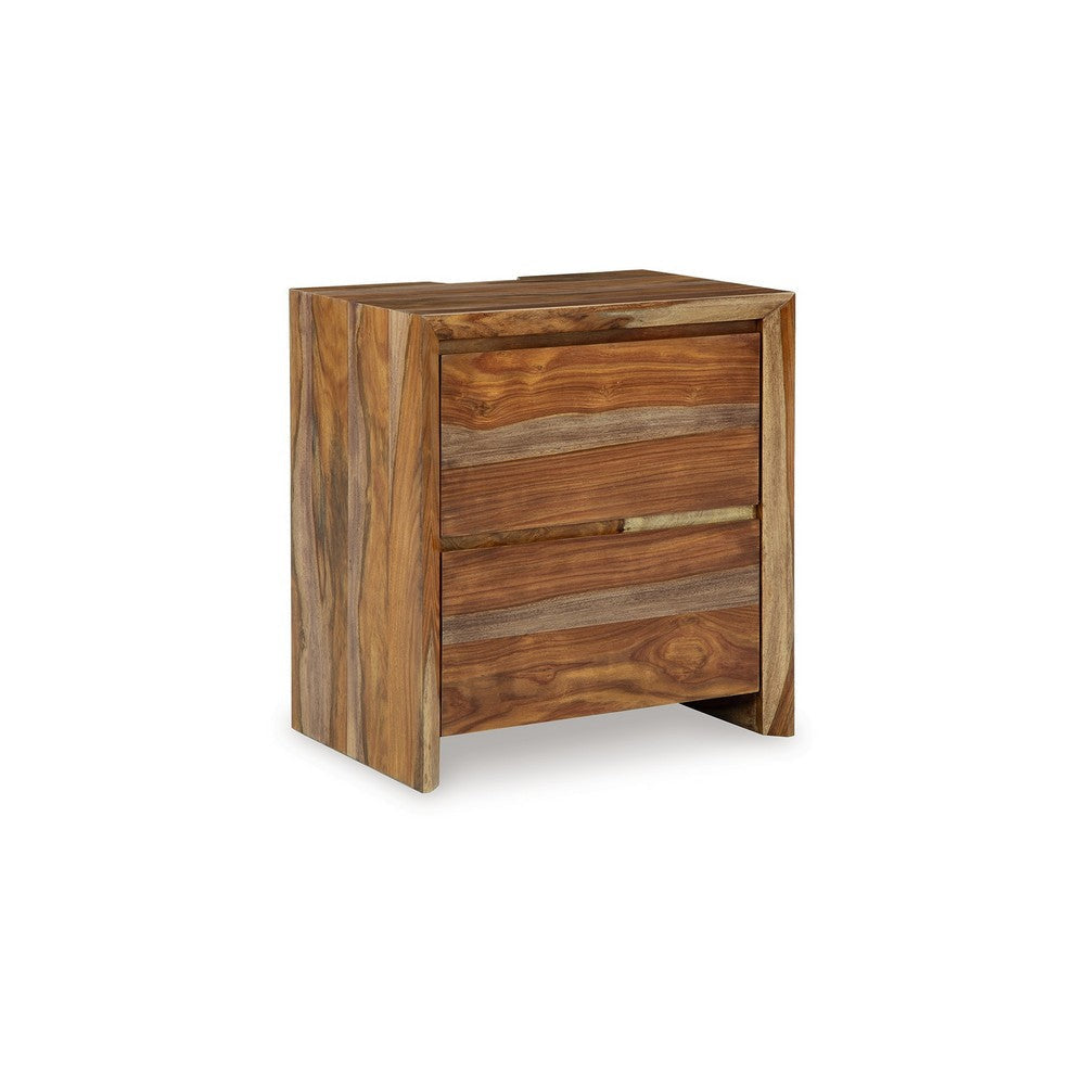 Ashley Donni Nightstand with 2 Drawer | Brown Sheesham Wood Finish | 24’’ BM328278