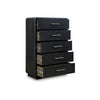 Ashley Robeck Tall Dresser Chest | 5 Drawer Silver Metal Handles | Black 57’’ BM328280