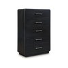 Ashley Robeck Tall Dresser Chest | 5 Drawer Silver Metal Handles | Black 57"