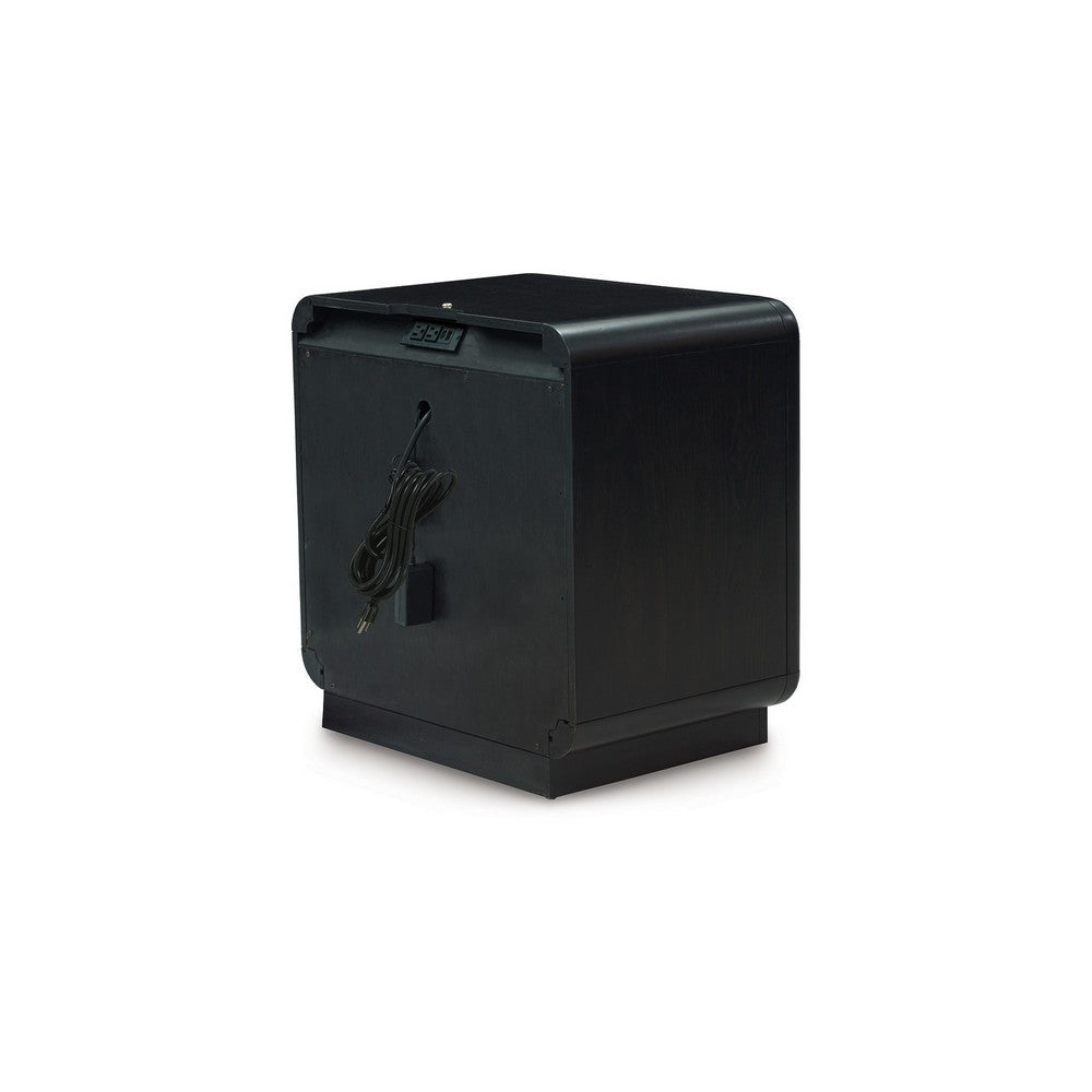 Ashley Robeck Nightstand | 1 Drawer | Black 26’’ | Silver Metal Handles BM328281
