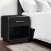 Ashley Robeck Nightstand | 1 Drawer | Black 26" | Silver Metal Handles