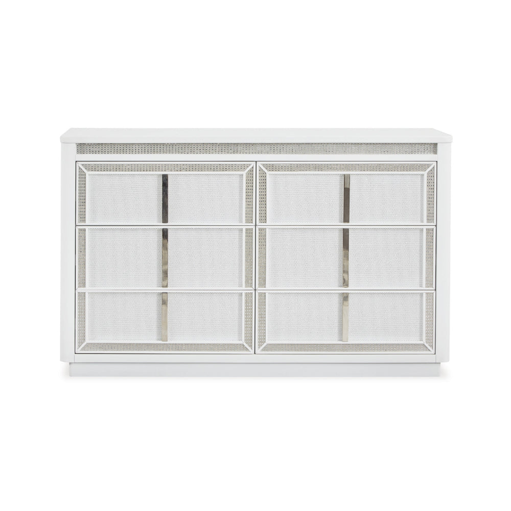 Ashley Canaal Wide Dresser | 6 Drawer | White Solid Wood | 64’’ | LED Light BM328282