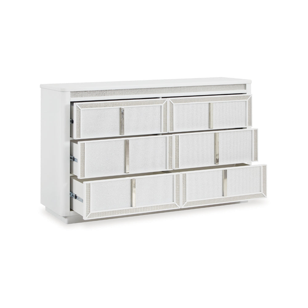 Ashley Canaal Wide Dresser | 6 Drawer | White Solid Wood | 64’’ | LED Light BM328282