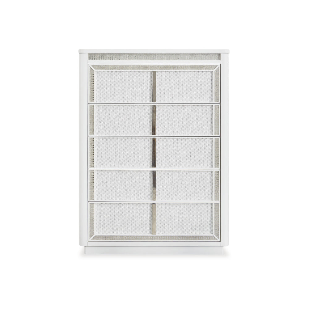 Ashley Canaal Tall Dresser Chest | 5 Drawer | White Finish 58’’ | LED Light BM328283