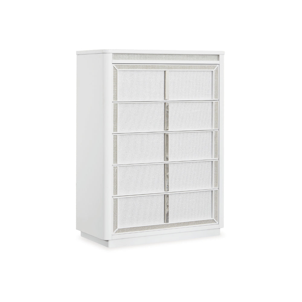 Ashley Canaal Tall Dresser Chest | 5 Drawer | White Finish 58" | LED Light
