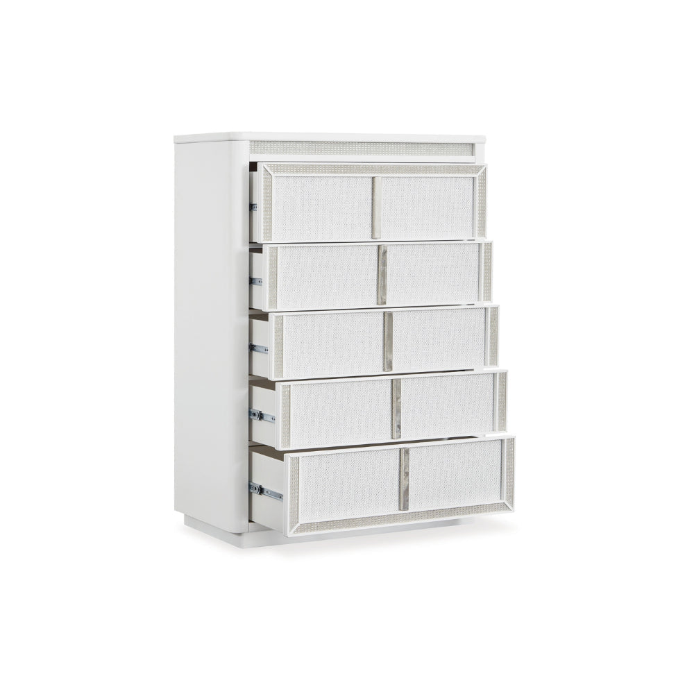 Ashley Canaal Tall Dresser Chest | 5 Drawer | White Finish 58’’ | LED Light BM328283
