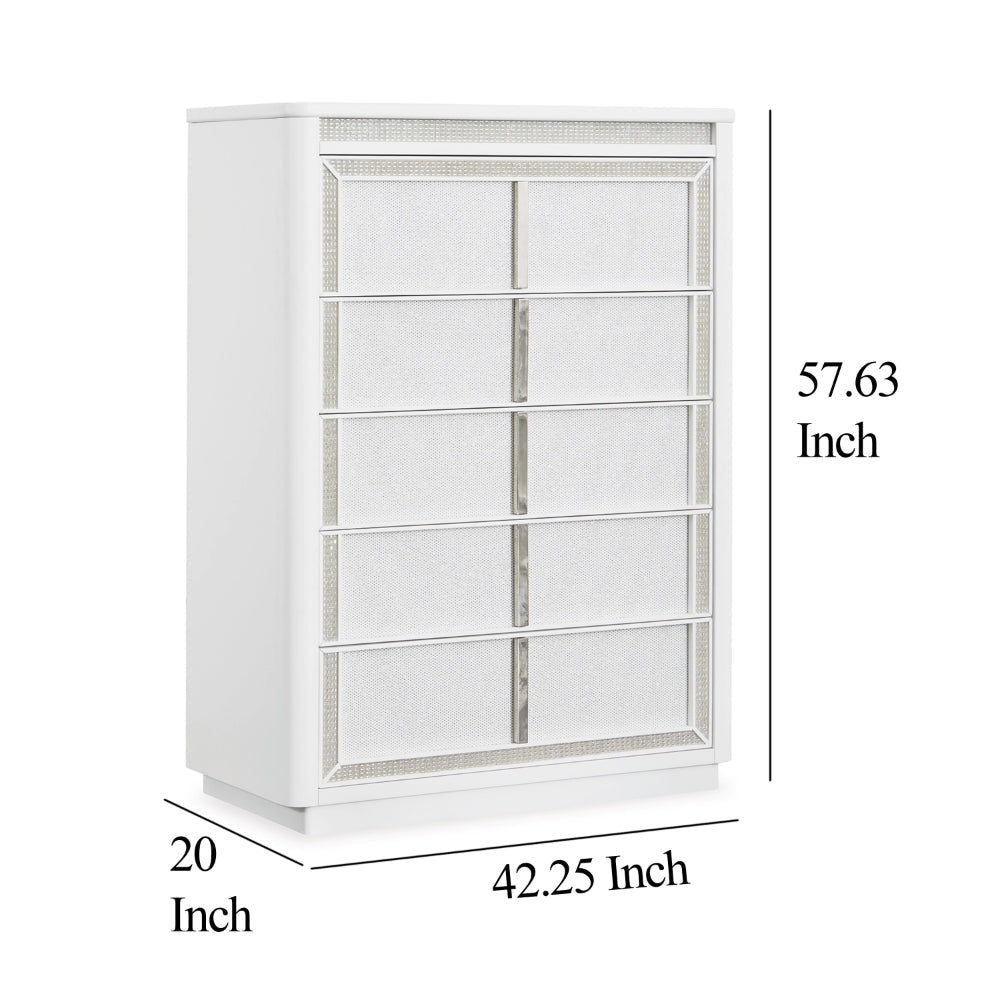 Ashley Canaal Tall Dresser Chest | 5 Drawer | White Finish 58’’ | LED Light BM328283