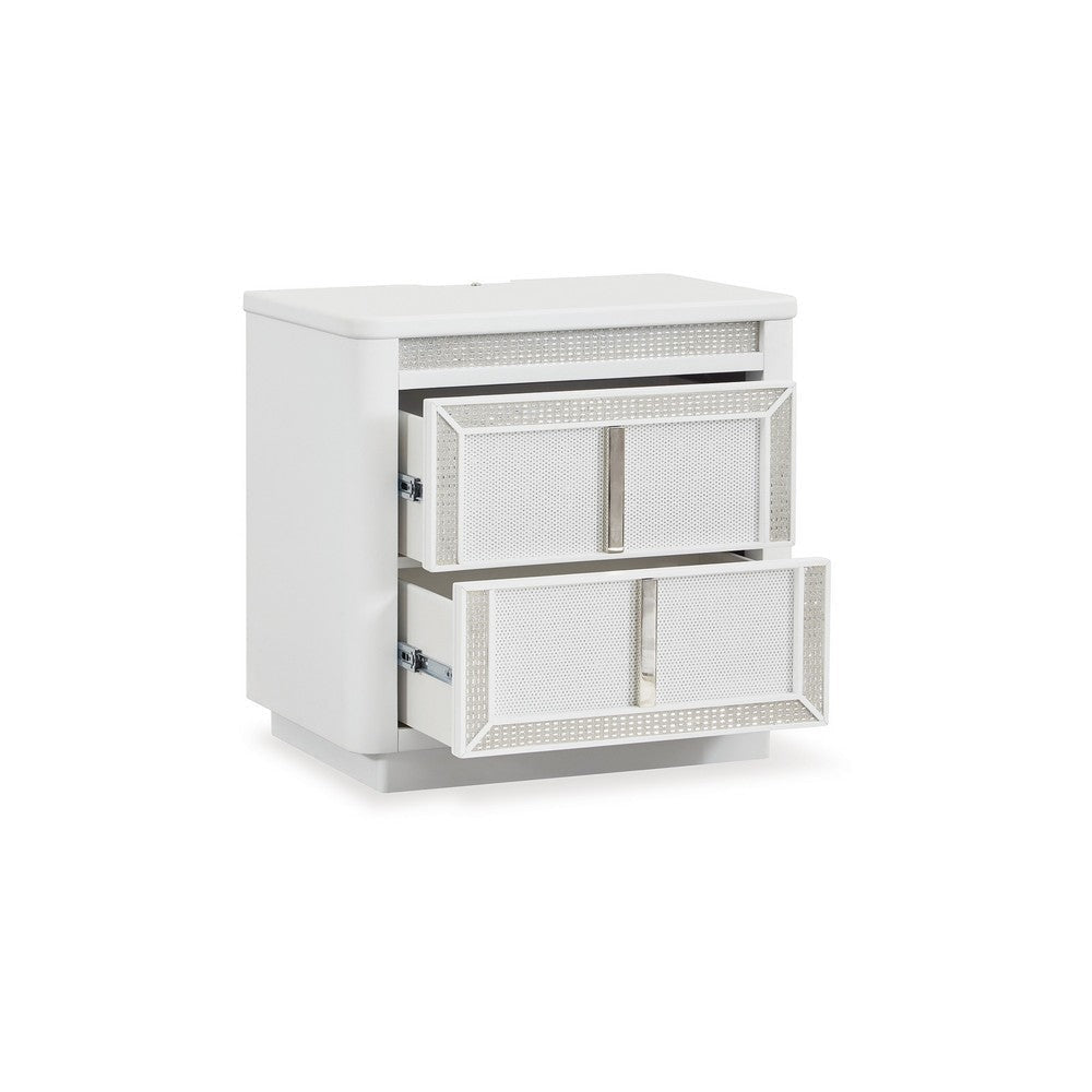 Ashley Canaal Nightstand | 2 Drawer | White Solid Wood | 28’’ | LED Light BM328284