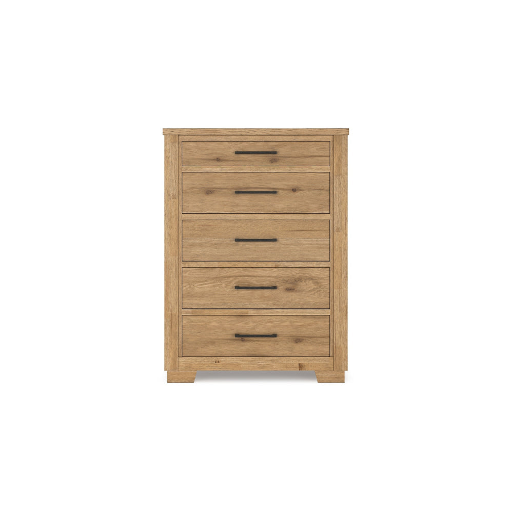 Ashley Dani Tall Dresser Chest | 5 Drawer | 58’’ Rustic Brown Solid Hardwood BM328286