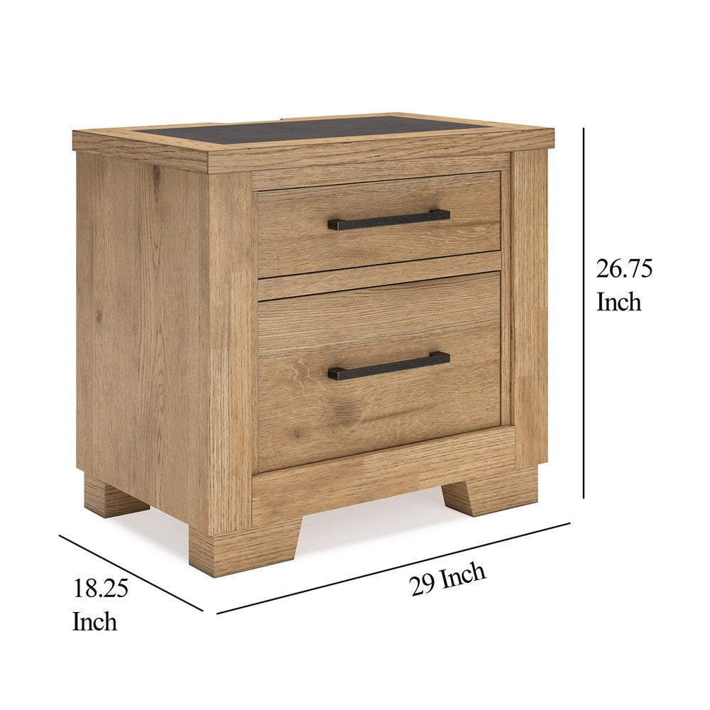 Ashley Dani Nightstand with 2 Drawers | 29’’ | Rustic Brown Solid Hardwood BM328287