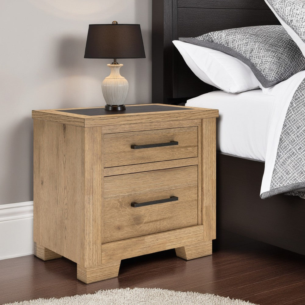 Ashley Dani Nightstand with 2 Drawers | 29" | Rustic Brown Solid Hardwood