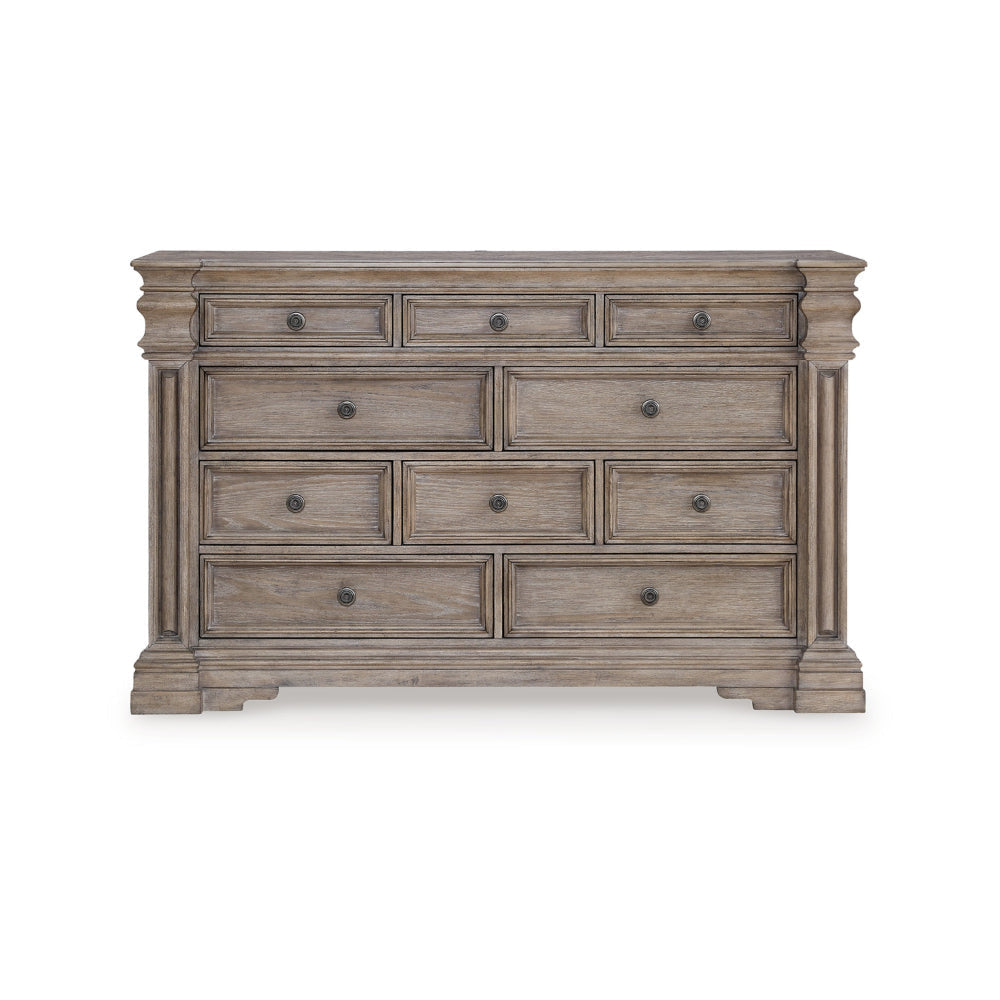 Ashley Blaie Wide Dresser | 10 Drawer | 68’’ Taupe Brown Solid Hardwood BM328288