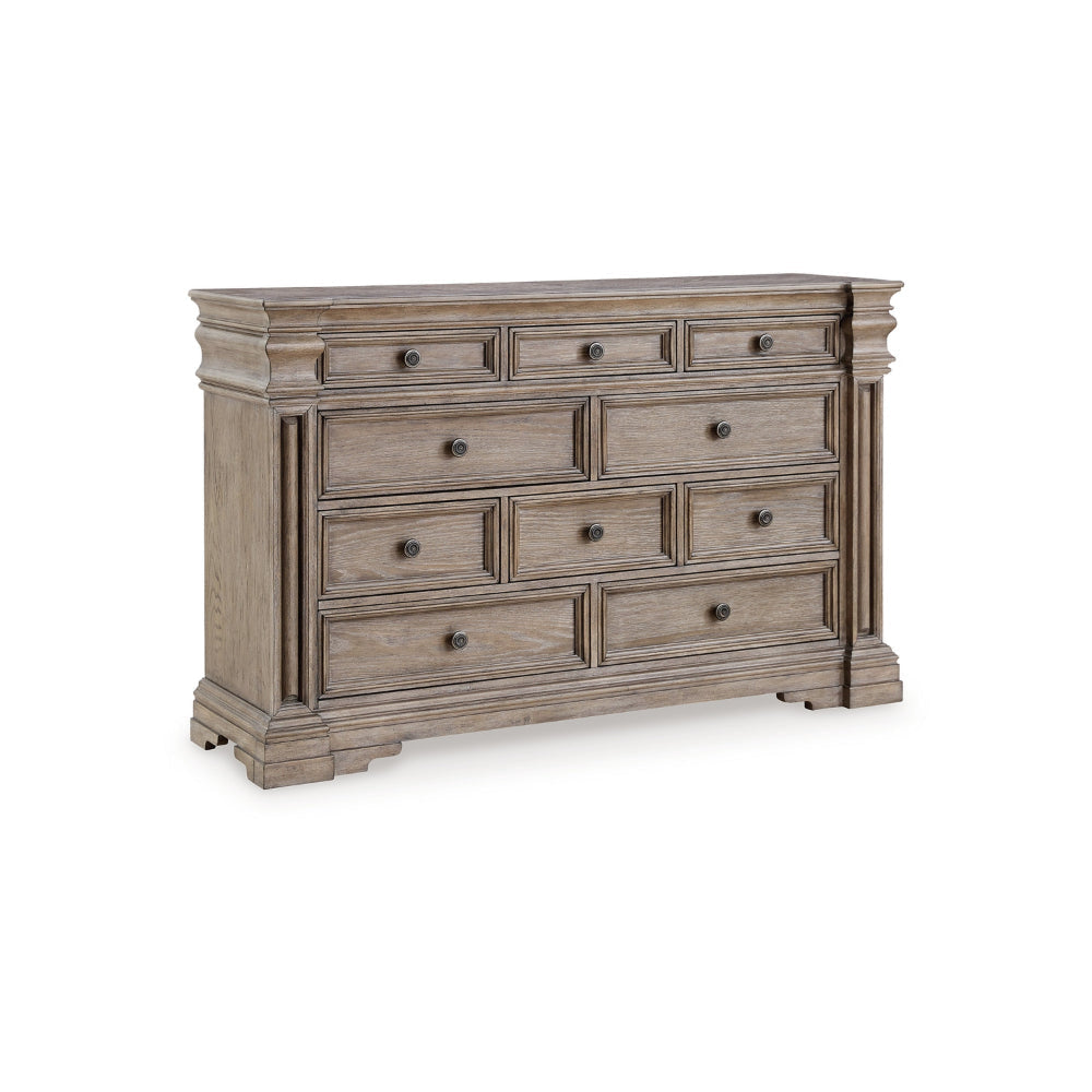 Ashley Blaie Wide Dresser | 10 Drawer | 68" Taupe Brown Solid Hardwood