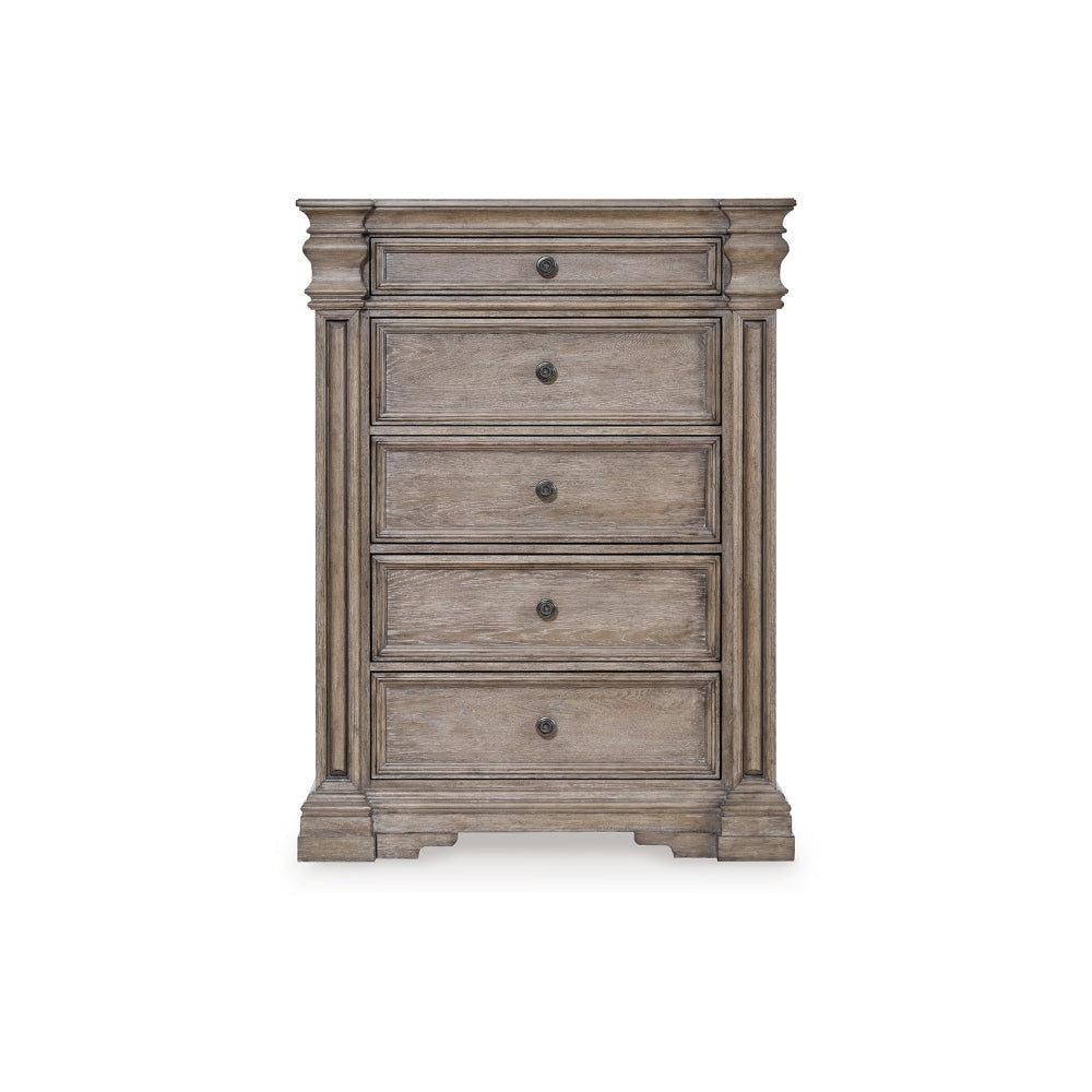 Ashley Blaie Tall Dresser Chest | 5 Drawer | 68’’ Taupe Brown Solid Hardwood BM328289