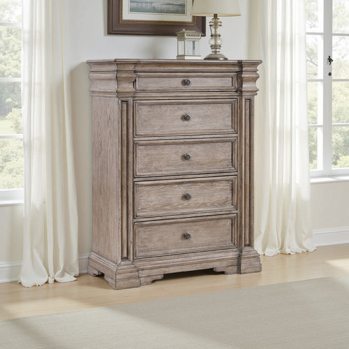 Ashley Blaie Tall Dresser Chest | 5 Drawer | 68" Taupe Brown Solid Hardwood
