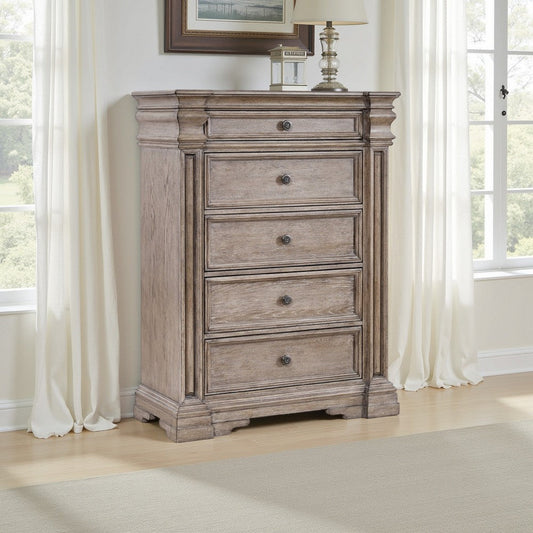 Ashley Blaie Tall Dresser Chest | 5 Drawer | 68" Taupe Brown Solid Hardwood