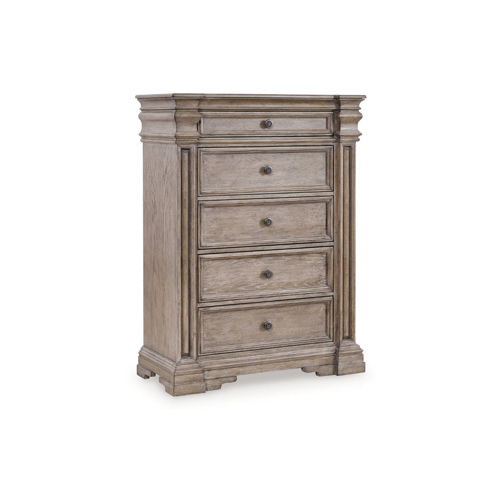 Ashley Blaie Tall Dresser Chest | 5 Drawer | 68" Taupe Brown Solid Hardwood