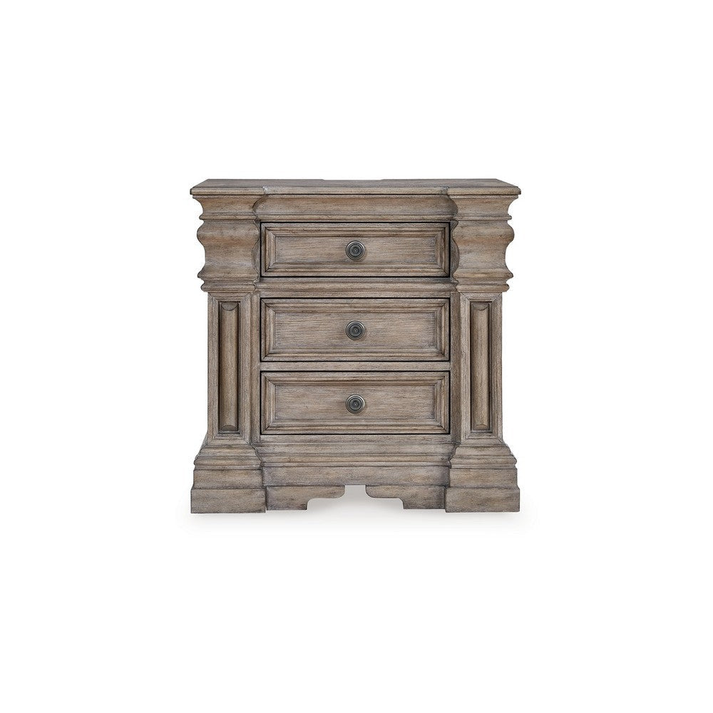Ashley Blaie Nightstand | 3 Drawer | 29’’ | Taupe Brown Solid Hardwood Finish BM328290