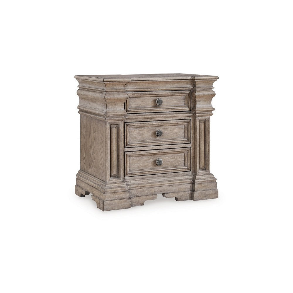 Ashley Blaie Nightstand | 3 Drawer | 29’’ | Taupe Brown Solid Hardwood Finish BM328290