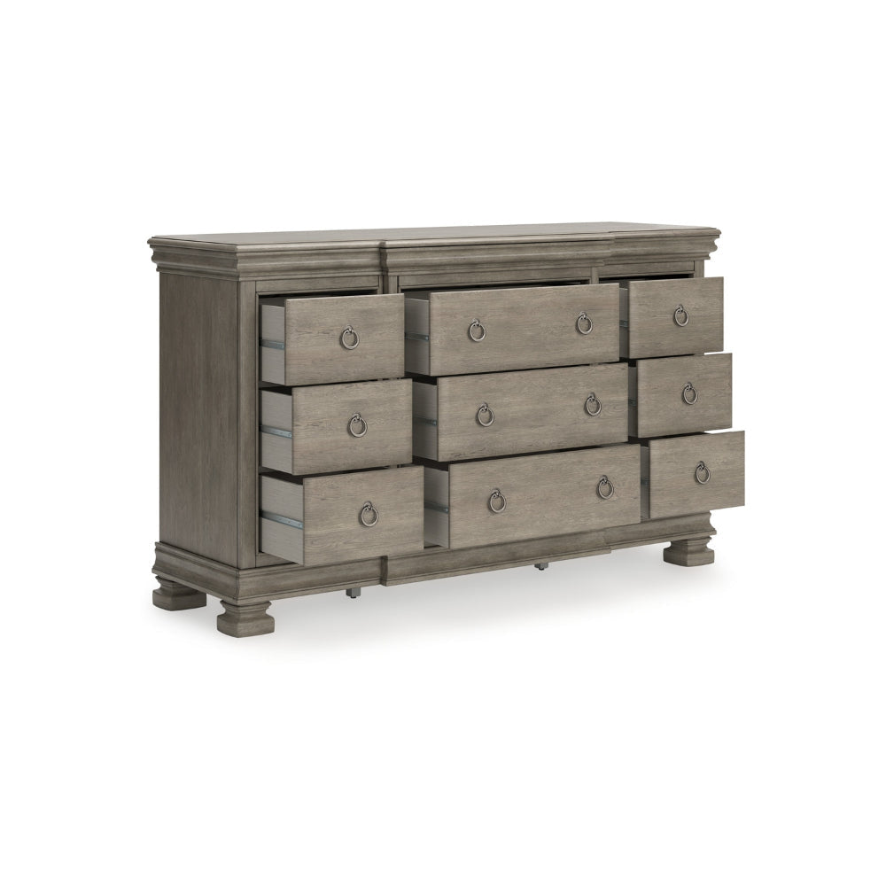 Ashley Orny Wide Dresser | 9 Drawers | 69’’ | Gray Solid Hardwood Finish BM328291