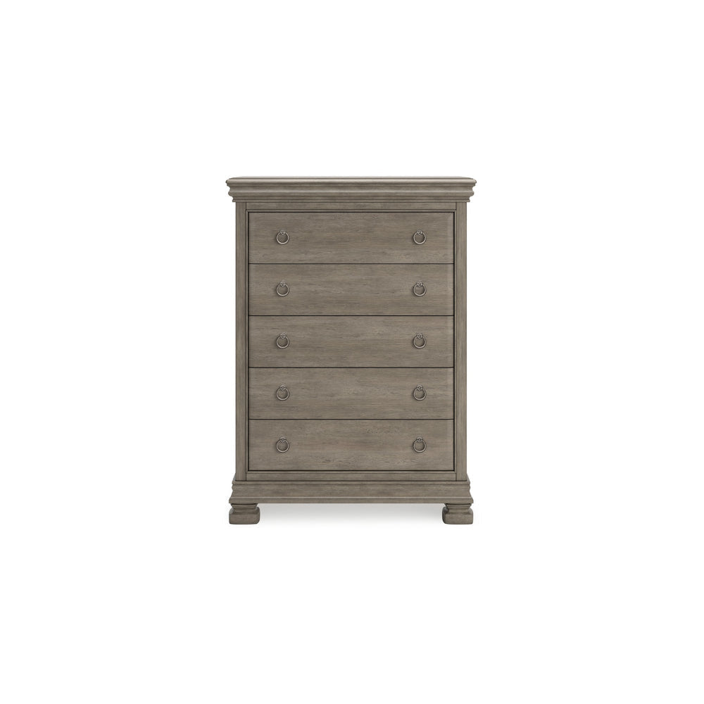 Ashley Orny Tall Dresser Chest | 5 Drawer | 58’’ | Light Gray Solid Hardwood BM328292