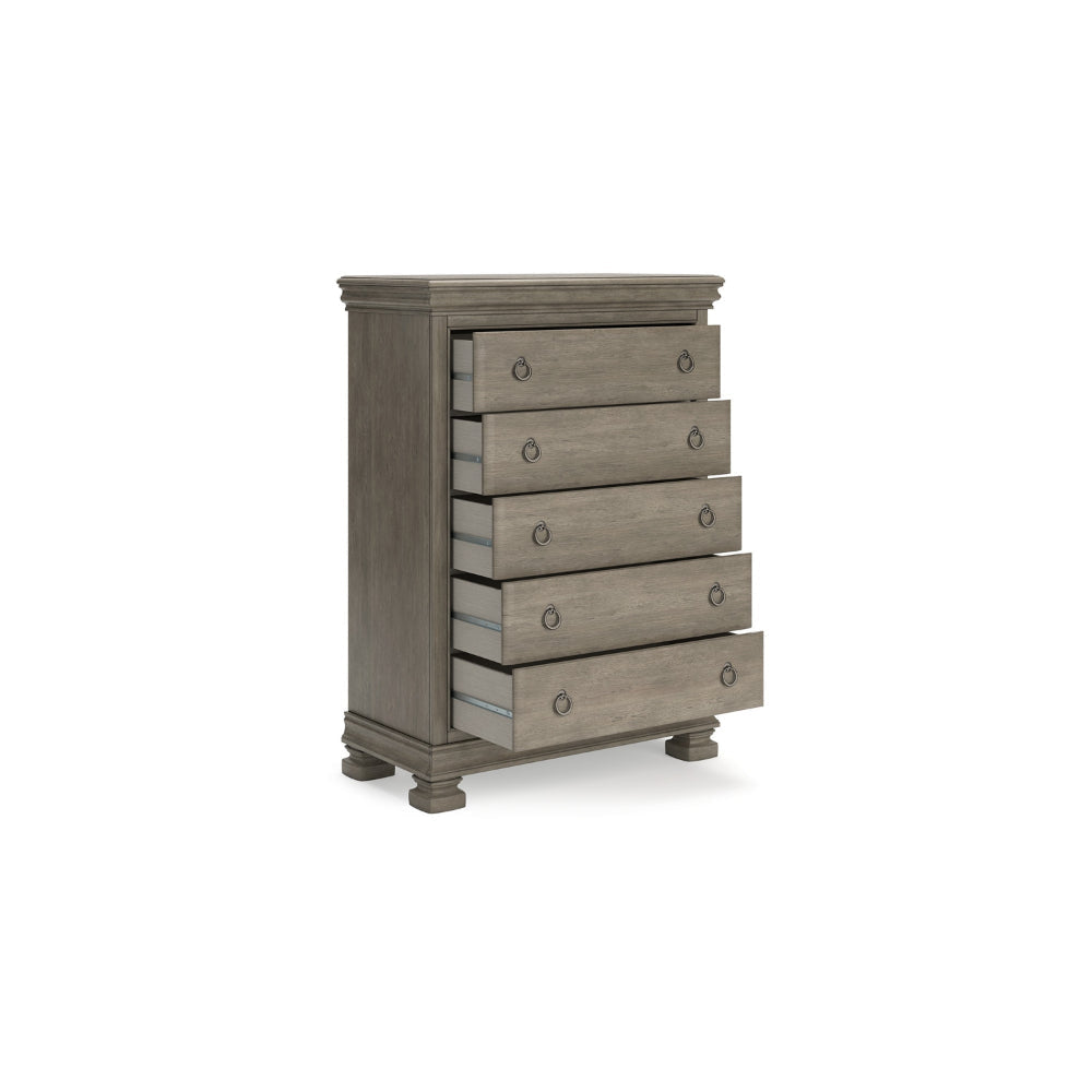 Ashley Orny Tall Dresser Chest | 5 Drawer | 58’’ | Light Gray Solid Hardwood BM328292