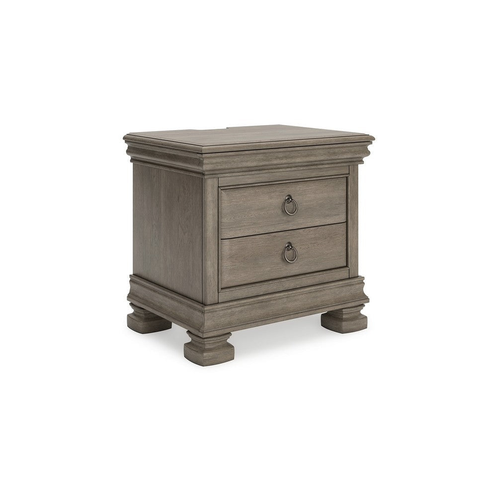 Ashley Orny Nightstand | 3 Drawer | 28’’ | Light Gray Solid Hardwood Finish BM328293