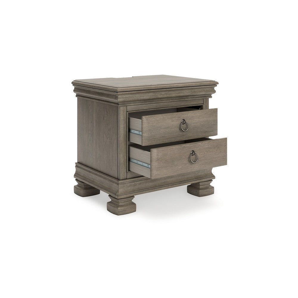 Ashley Orny Nightstand | 3 Drawer | 28’’ | Light Gray Solid Hardwood Finish BM328293