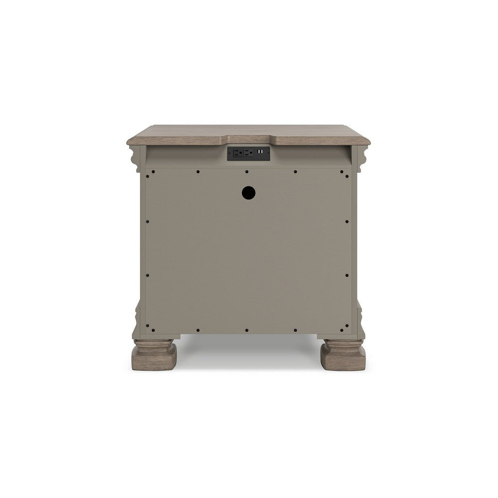 Ashley Orny Nightstand | 3 Drawer | 28’’ | Light Gray Solid Hardwood Finish BM328293