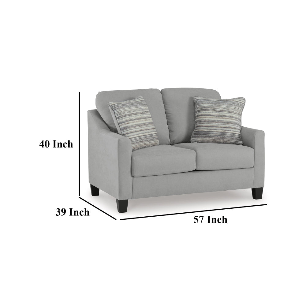 Ashley Blaire Loveseat | Gray Polyester | 2 Accent Pillows | Black Wood | 57’’ BM328294